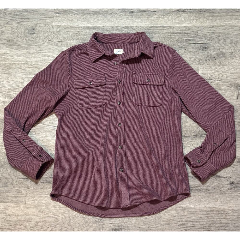 Fair Harbor Men’s S Dunewood Flannel Shirt Burgundy Twill Pockets Soft Stretch